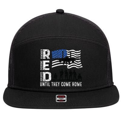 Red Friday Remember Everyone Deployed Until Come 7 Panel Mesh Trucker Snapback Hat