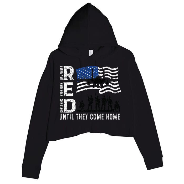 Red Friday Remember Everyone Deployed Until Come Crop Fleece Hoodie