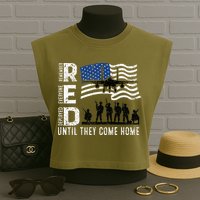 Red Friday Remember Everyone Deployed Until Come Garment-Dyed Women's Muscle Tee