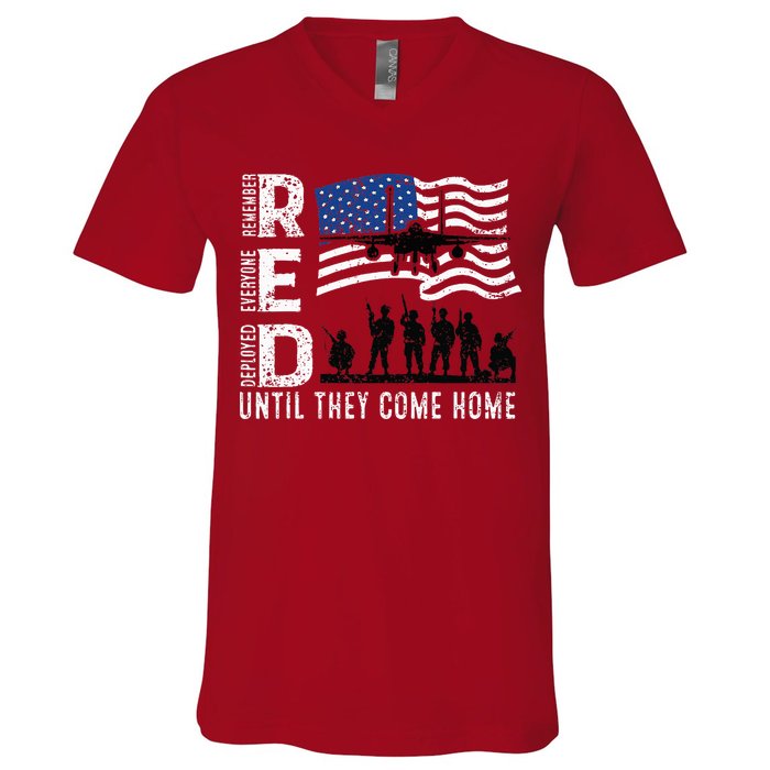 Red Friday Remember Everyone Deployed Until Come V-Neck T-Shirt