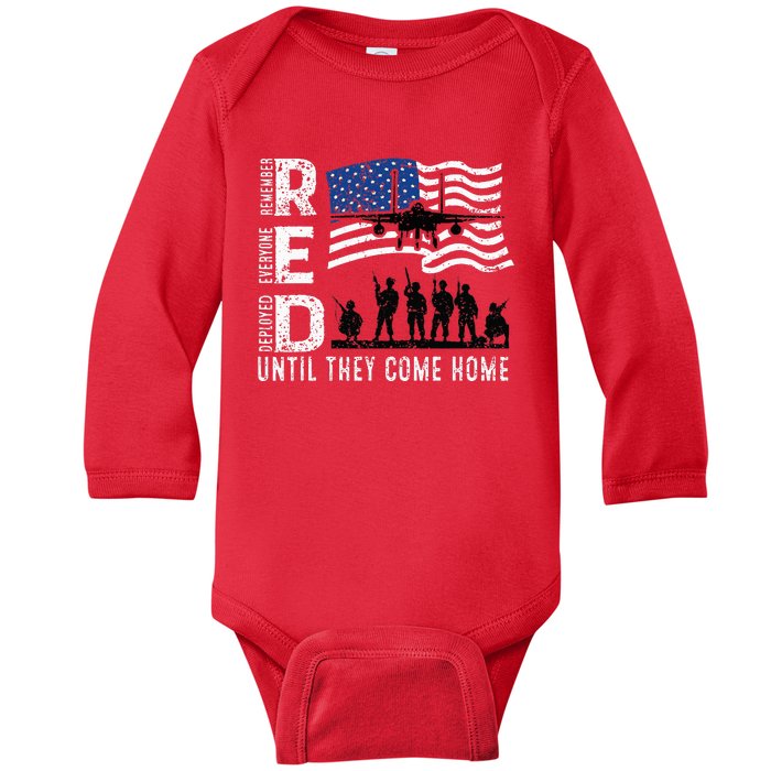 Red Friday Remember Everyone Deployed Until Come Baby Long Sleeve Bodysuit