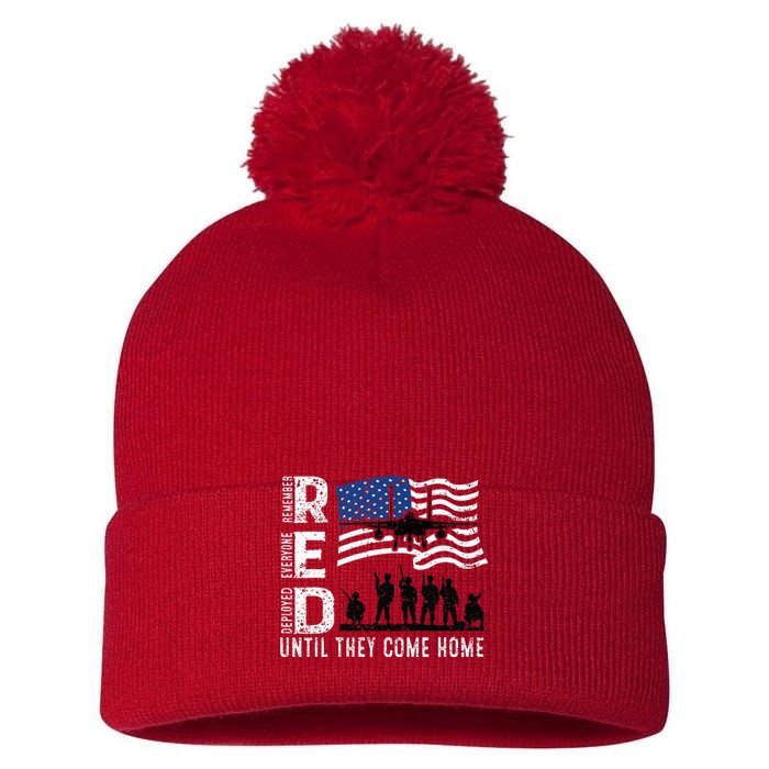 Red Friday Remember Everyone Deployed Until Come Pom Pom 12in Knit Beanie