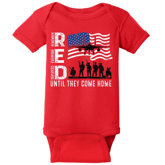 Red Friday Remember Everyone Deployed Until Come Baby Bodysuit