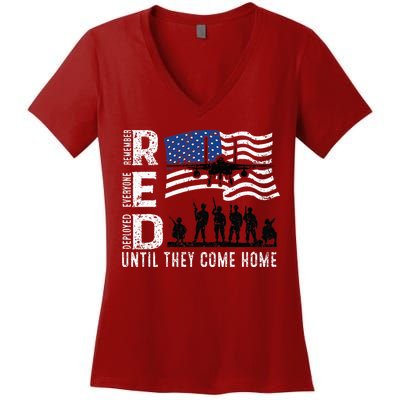 Red Friday Remember Everyone Deployed Until Come Women's V-Neck T-Shirt