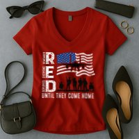 Red Friday Remember Everyone Deployed Until Come Women's V-Neck T-Shirt