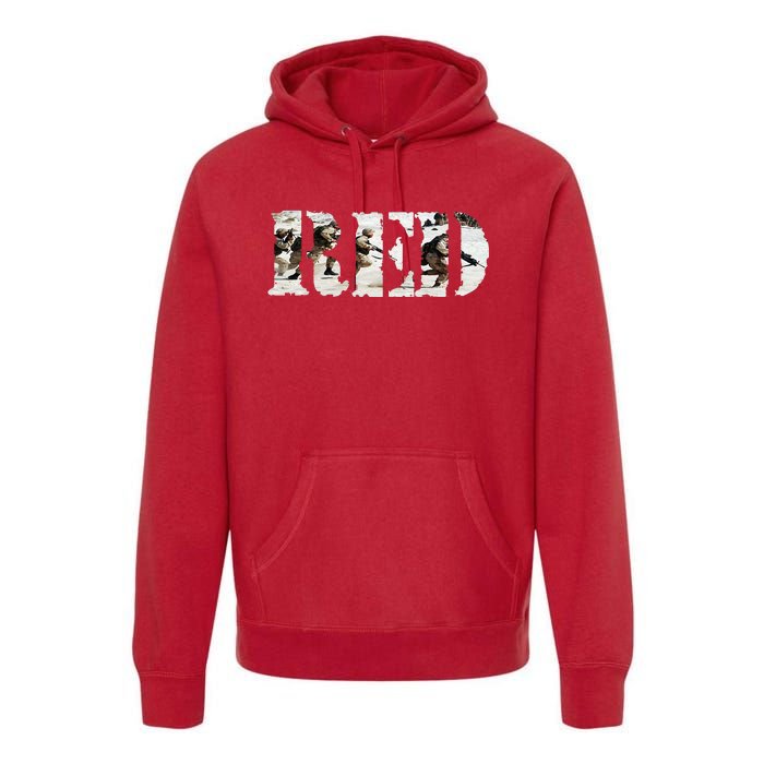 RED Friday Remember Everyone Deployed U.S. Soldiers Premium Hoodie