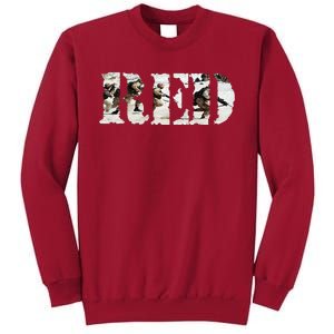 RED Friday Remember Everyone Deployed U.S. Soldiers Tall Sweatshirt