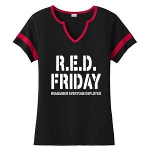 RED Friday Remember Everyone Deployed Ladies Halftime Notch Neck Tee