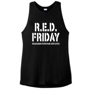 RED Friday Remember Everyone Deployed Ladies PosiCharge Tri-Blend Wicking Tank