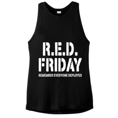 RED Friday Remember Everyone Deployed Ladies PosiCharge Tri-Blend Wicking Tank