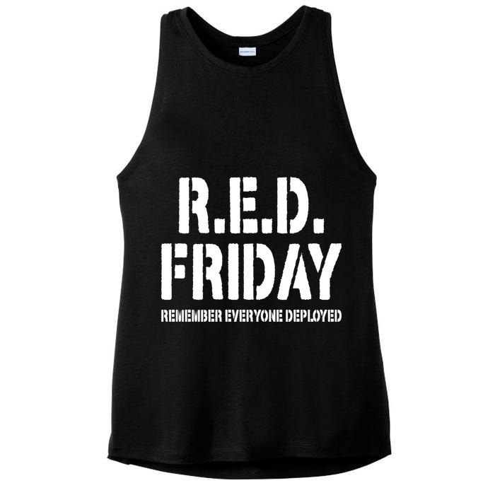 RED Friday Remember Everyone Deployed Ladies PosiCharge Tri-Blend Wicking Tank