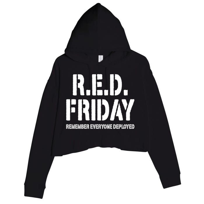 RED Friday Remember Everyone Deployed Crop Fleece Hoodie