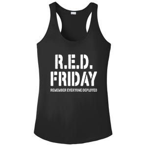 RED Friday Remember Everyone Deployed Ladies PosiCharge Competitor Racerback Tank