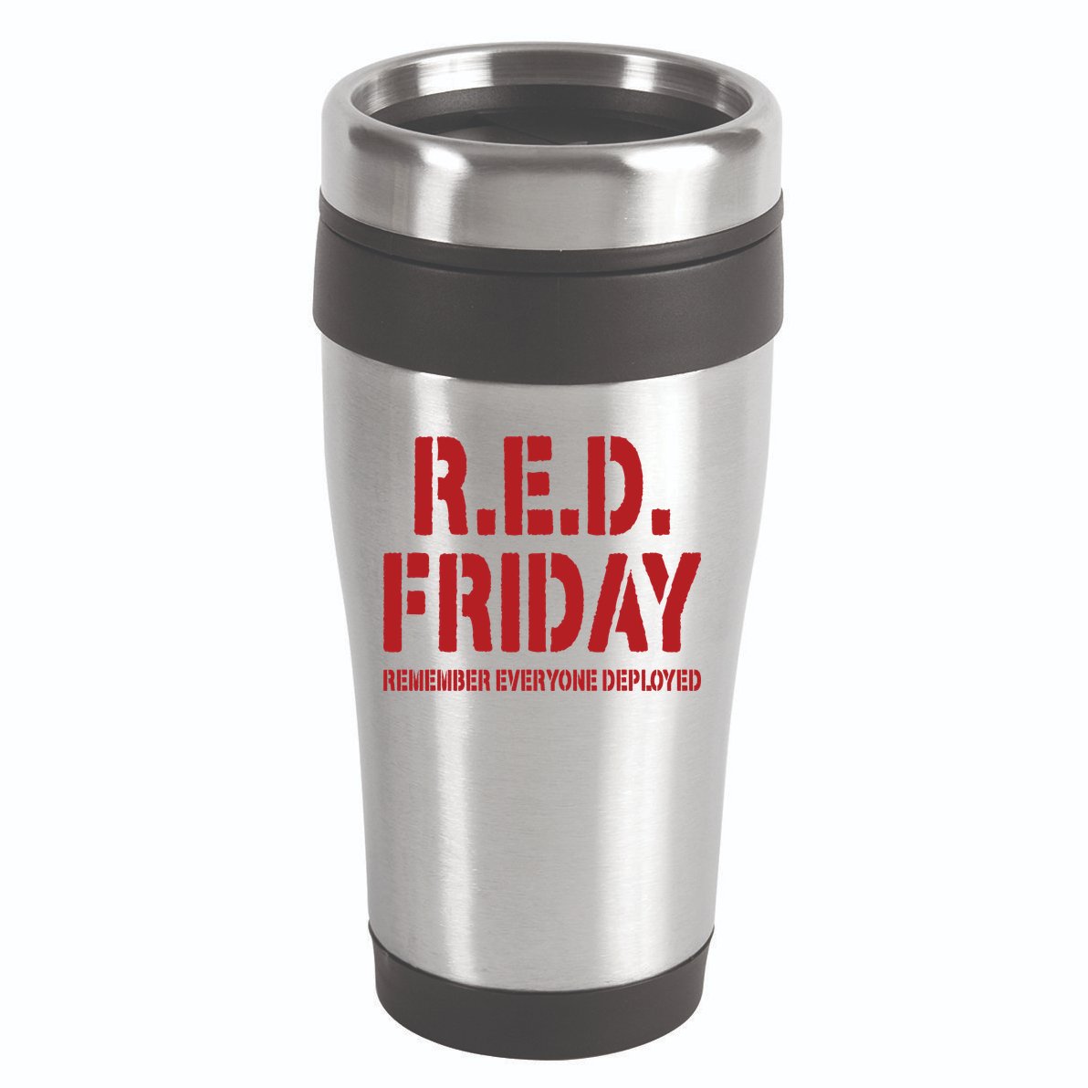 RED Friday Remember Everyone Deployed 16oz Travel Tumbler