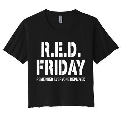 RED Friday Remember Everyone Deployed Crop Top