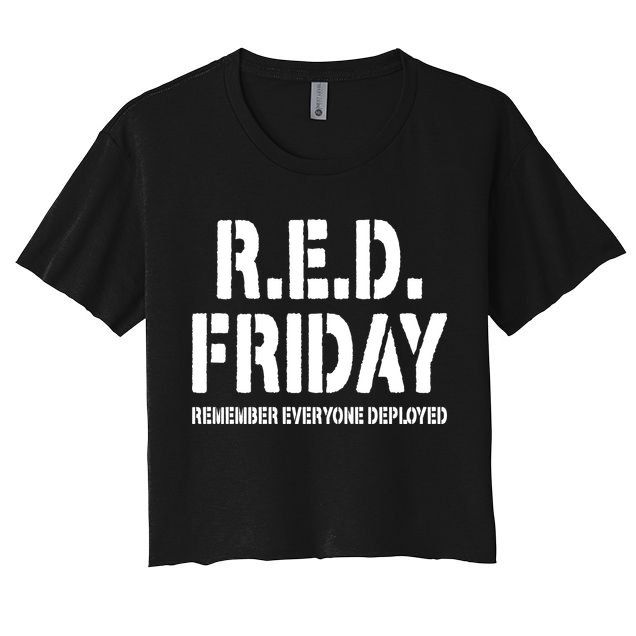 RED Friday Remember Everyone Deployed Crop Top