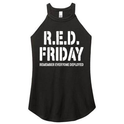 RED Friday Remember Everyone Deployed Women's Perfect Tri Rocker Tank