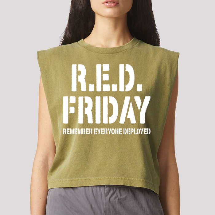 RED Friday Remember Everyone Deployed Garment-Dyed Women's Muscle Tee