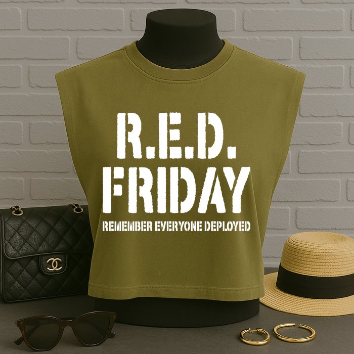 RED Friday Remember Everyone Deployed Garment-Dyed Women's Muscle Tee