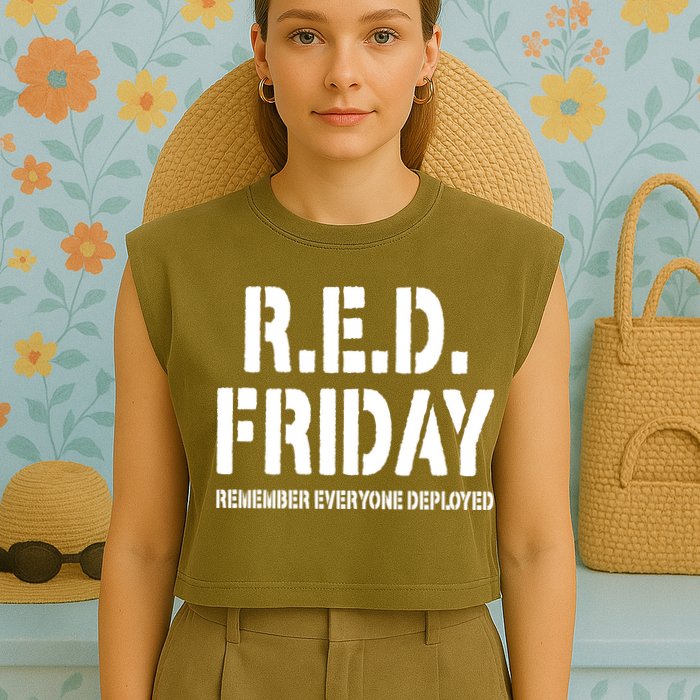 RED Friday Remember Everyone Deployed Garment-Dyed Women's Muscle Tee