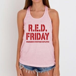 RED Friday Remember Everyone Deployed Women's Knotted Racerback Tank