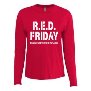 RED Friday Remember Everyone Deployed Womens Cotton Relaxed Long Sleeve T-Shirt