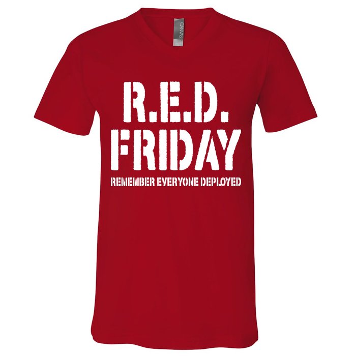 RED Friday Remember Everyone Deployed V-Neck T-Shirt