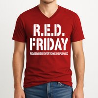 RED Friday Remember Everyone Deployed V-Neck T-Shirt