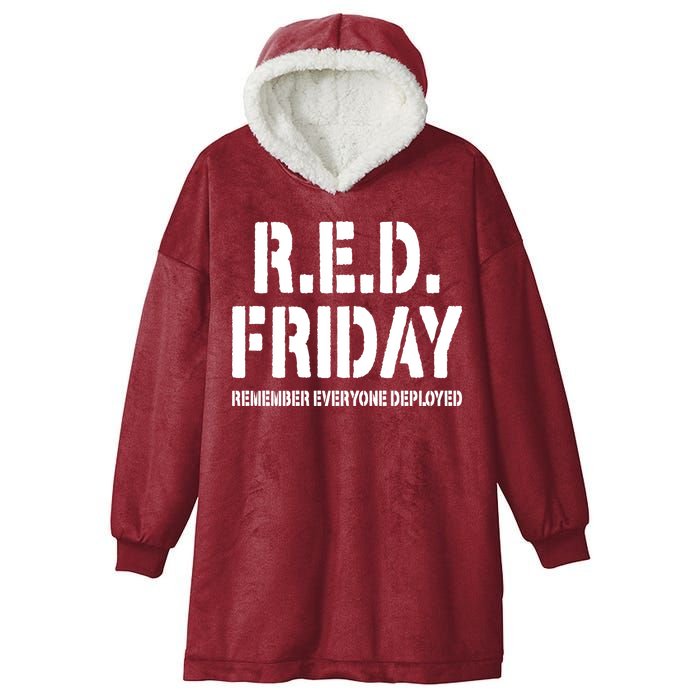 RED Friday Remember Everyone Deployed Hooded Wearable Blanket