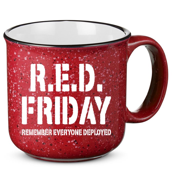 RED Friday Remember Everyone Deployed 15oz Campfire Ceramic Mug