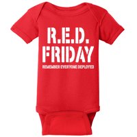 RED Friday Remember Everyone Deployed Baby Bodysuit