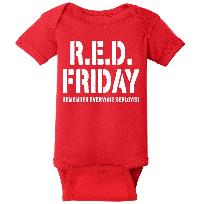 RED Friday Remember Everyone Deployed Baby Bodysuit