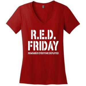 RED Friday Remember Everyone Deployed Women's V-Neck T-Shirt