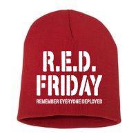 RED Friday Remember Everyone Deployed Short Acrylic Beanie