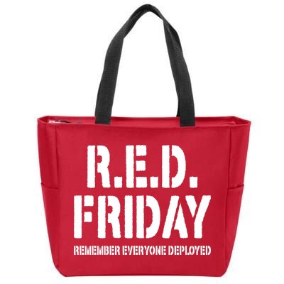 RED Friday Remember Everyone Deployed Zip Tote Bag