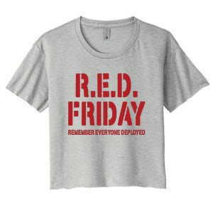 RED Friday Remember Everyone Deployed Women's Crop Top Tee