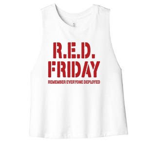 RED Friday Remember Everyone Deployed Women's Racerback Cropped Tank