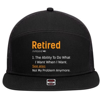 Retired Funny Retirement Gift 7 Panel Mesh Trucker Snapback Hat