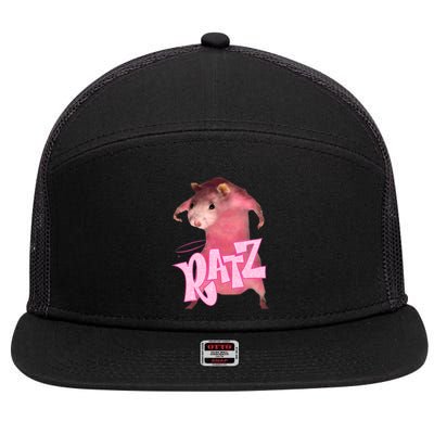 Ratz Funny Rat Funny Mouse Ratz Pink Ratz Mouse Meme 7 Panel Mesh Trucker Snapback Hat