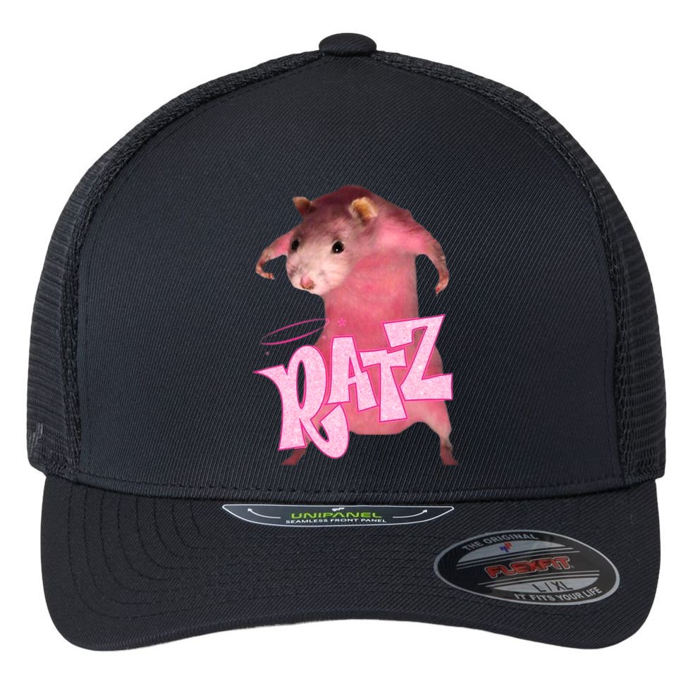 Ratz Funny Rat Funny Mouse Ratz Pink Ratz Mouse Meme Flexfit Unipanel Trucker Cap