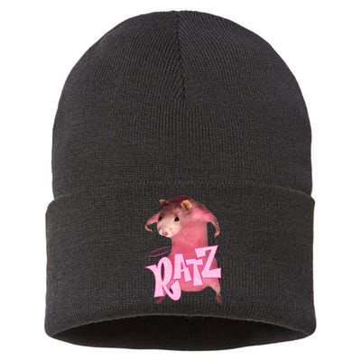 Ratz Funny Rat Funny Mouse Ratz Pink Ratz Mouse Meme Sustainable Knit Beanie