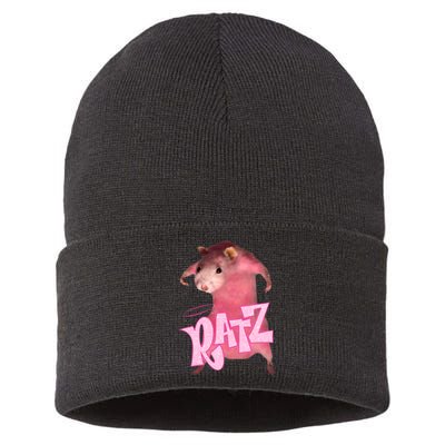 Ratz Funny Rat Funny Mouse Ratz Pink Ratz Mouse Meme Sustainable Knit Beanie