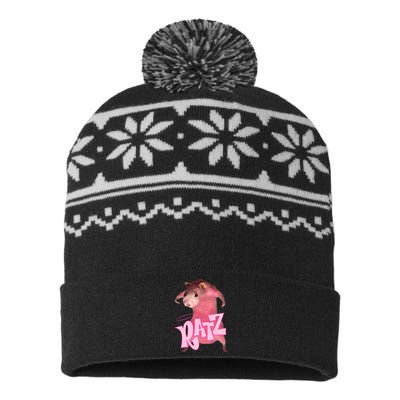 Ratz Funny Rat Funny Mouse Ratz Pink Ratz Mouse Meme USA-Made Snowflake Beanie