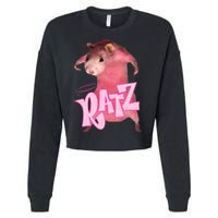 Ratz Funny Rat Funny Mouse Ratz Pink Ratz Mouse Meme Cropped Pullover Crew