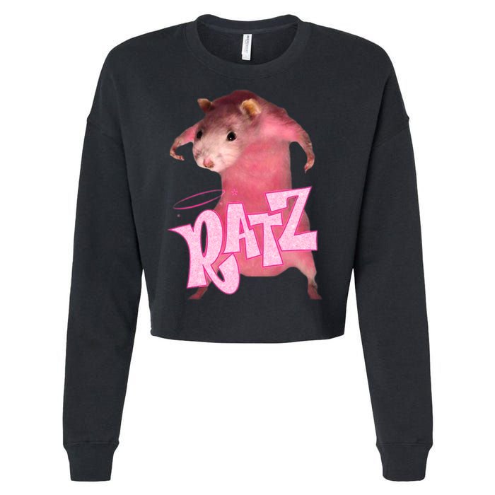 Ratz Funny Rat Funny Mouse Ratz Pink Ratz Mouse Meme Cropped Pullover Crew