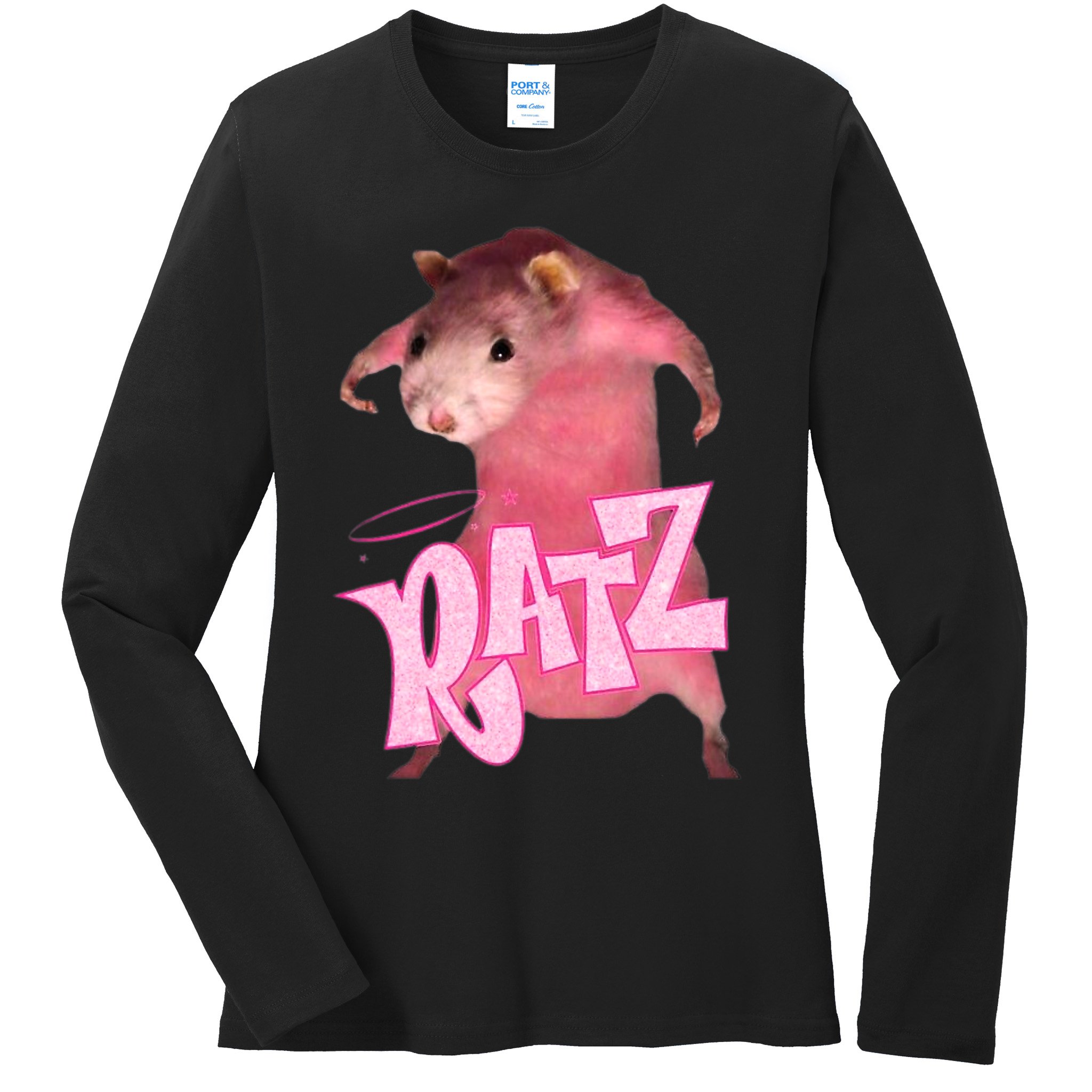 Ratz Funny Rat Funny Mouse Ratz Pink Ratz Mouse Meme Ladies Long Sleeve Shirt