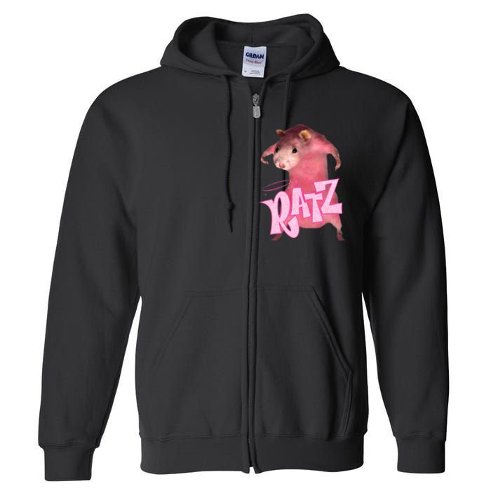 Ratz Funny Rat Funny Mouse Ratz Pink Ratz Mouse Meme Full Zip Hoodie