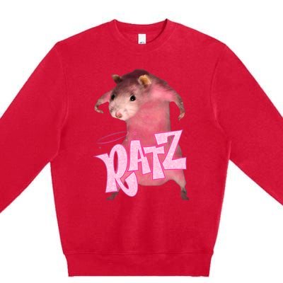 Ratz Funny Rat Funny Mouse Ratz Pink Ratz Mouse Meme Premium Crewneck Sweatshirt