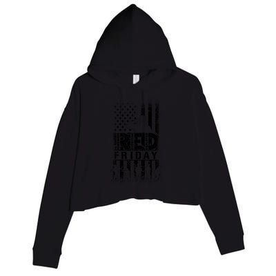 RED Friday Remember Everyone Deployed Crop Fleece Hoodie