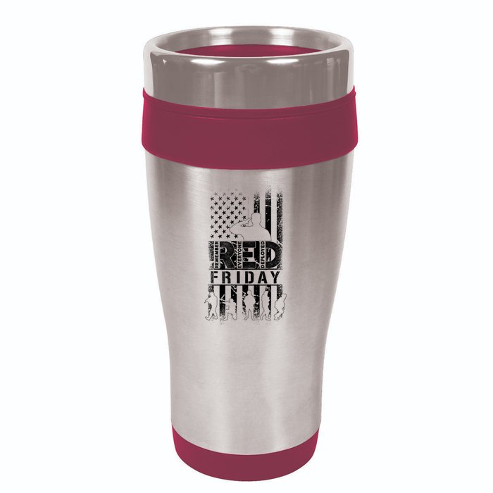RED Friday Remember Everyone Deployed 16oz Travel Tumbler
